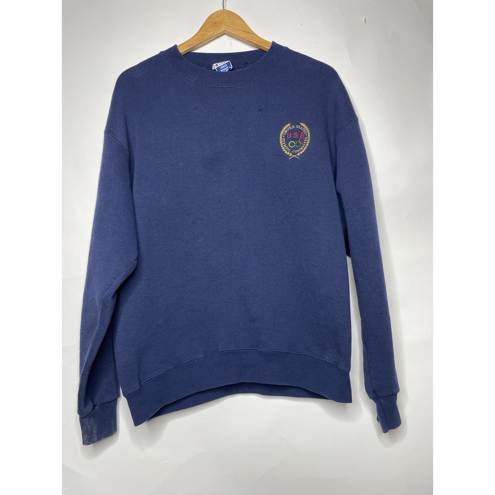 Vintage Champion USA Olympic‎ Committee Sweatshirt Size Large Blue Embroidered